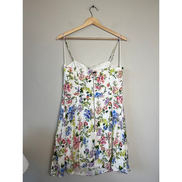 Alice + Olivia Trixie Gardenia Floral Print Lined Mini Dress Multi Color Size:12 - Picture 7 of 8